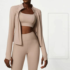 3-Piece Fitness Set with Jacket, Top and Leggings