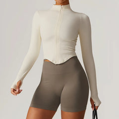 Fitness Top with Zip Front and Long Sleeves