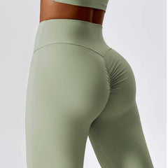 High-Waisted Flared Fitness Trousers with Strategic Cut-Out