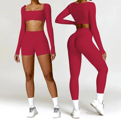 Fitness Set with Long Sleeve Top and Leggings