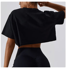 Loose Fit Short Sleeve Cropped Fitness Top