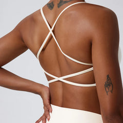 Cross-Back Tie Fitness Top with Thin Straps