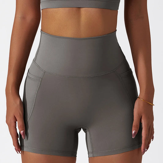 High-Waisted Shorts with Side Pocket for Fitness