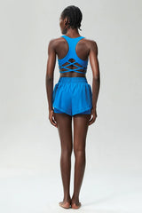 Fitness Set with Cross-Back Top and Loose-Fit Shorts