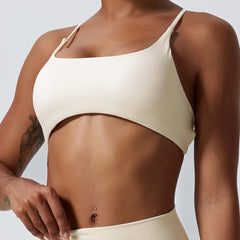 Cross-Back Tie Fitness Top with Thin Straps