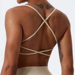 Cross-Back Tie Fitness Top with Thin Straps