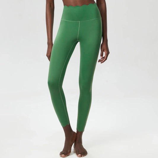 High-Waisted Fitness Leggings with Wavy Finish