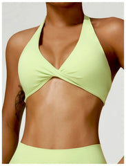 Twisted Front Halter Fitness Top
