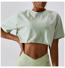 Loose Fit Short Sleeve Cropped Fitness Top