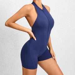 Short Fitness Jumpsuit with Back Cut-Outs