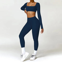 Fitness Set with Long Sleeve Top and Leggings