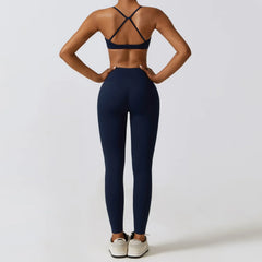 Fitness Set with Cut-Out Top and High-Waisted Leggings