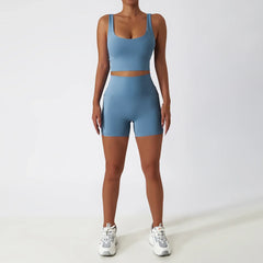 Fitness Set with Bustier Top and Shaping Shorts