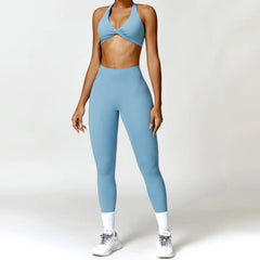 One-Shoulder Top and High-Waisted Shorts Fitness Set
