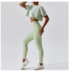 Loose Fit Short Sleeve Cropped Fitness Top