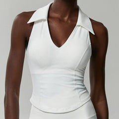 Polo Neck Fitness Top with Racerback Cut