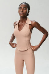 Polo Neck Fitness Top with Racerback Cut