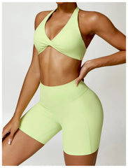 Twisted Front Halter Fitness Top