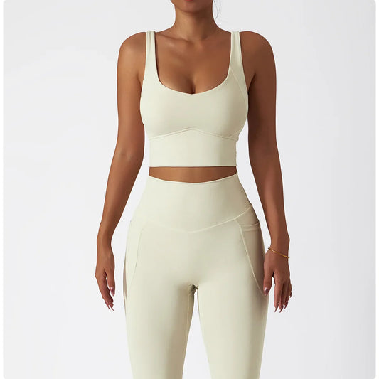 Fitness Set with Bustier Top and Shaping Shorts