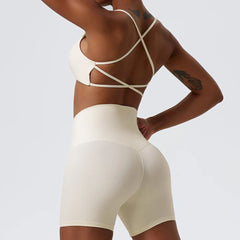 Cross-Back Tie Fitness Top with Thin Straps