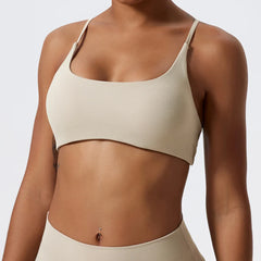 Cross-Back Tie Fitness Top with Thin Straps
