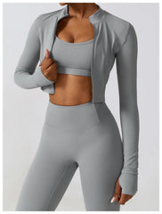 Fitness Set with Cut-Out Top and High-Waisted Leggings