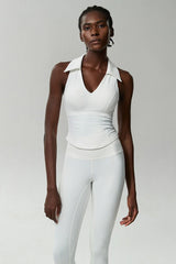 Polo Neck Fitness Top with Racerback Cut