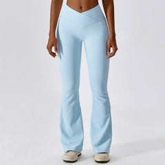 High-Waisted V-Neck Flared Fitness Trousers