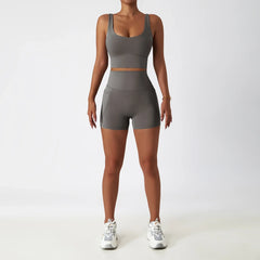 Fitness Set with Bustier Top and Shaping Shorts