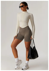 Fitness Top with Zip Front and Long Sleeves