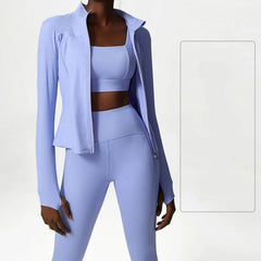 3-Piece Fitness Set with Jacket, Top and Leggings