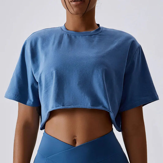 Loose Fit Short Sleeve Cropped Fitness Top