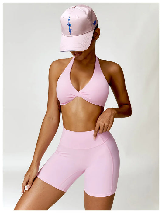 One-Shoulder Top and High-Waisted Shorts Fitness Set