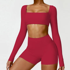 Fitness Set with Long Sleeve Top and Leggings