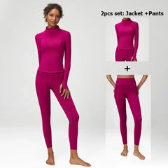 Women's Activewear Set with Top, Leggings and Jacket