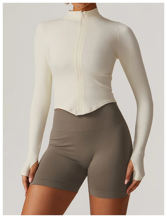 Fitness Top with Zip Front and Long Sleeves