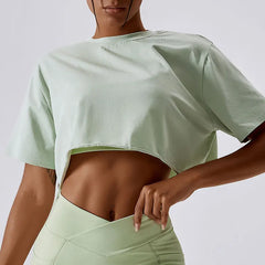 Loose Fit Short Sleeve Cropped Fitness Top