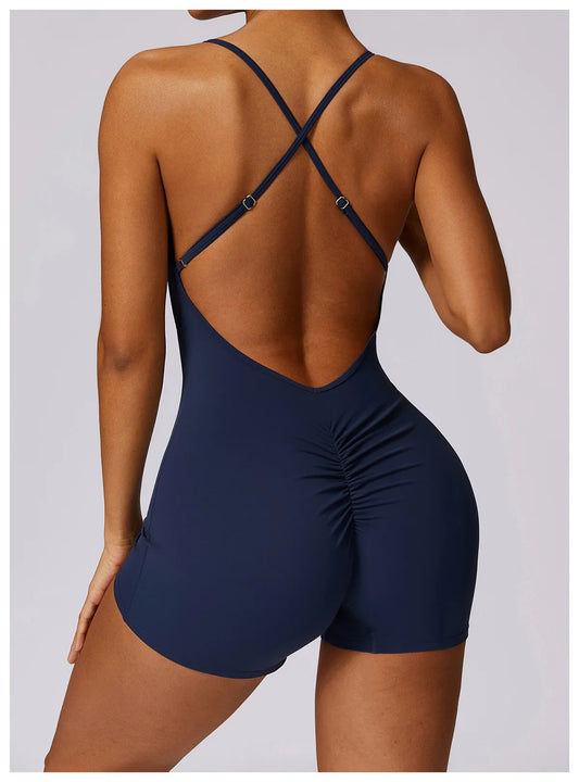 Short Fitness Jumpsuit with Delicate Straps