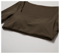 Long Sleeve Cropped Fitness Top with Square Neck