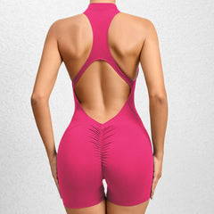 Short Fitness Jumpsuit with Back Cut-Outs