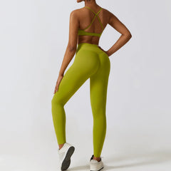 Fitness Set with Cut-Out Top and High-Waisted Leggings