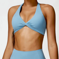 Twisted Front Halter Fitness Top