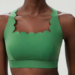 Wavy Trim Fitness Top with Cross Back Straps
