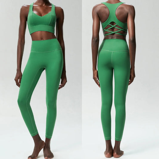 Fitness Set with Back-Cutout Top and Shaping Leggings