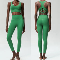 Fitness Set with Back-Cutout Top and Shaping Leggings