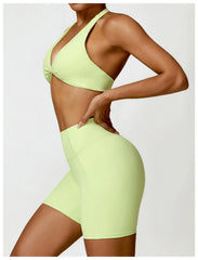 One-Shoulder Top and High-Waisted Shorts Fitness Set