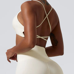Cross-Back Tie Fitness Top with Thin Straps