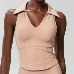 Polo Neck Fitness Top with Racerback Cut