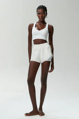 Fitness Set with Cross-Back Top and Loose-Fit Shorts