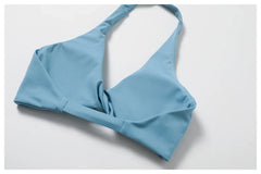 Twisted Front Halter Fitness Top